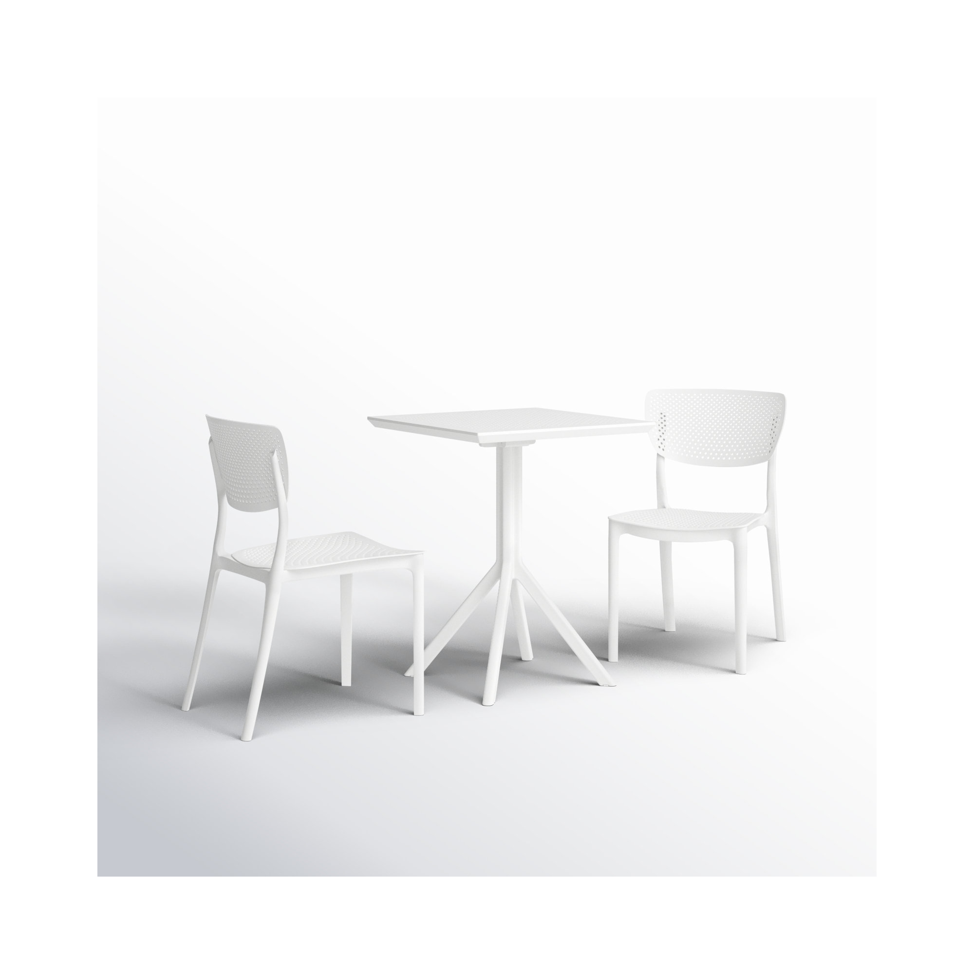 Farrah 31" Square 2-Person Bistro Set, White, 23.6" D x 23.6" W x 29.5" H