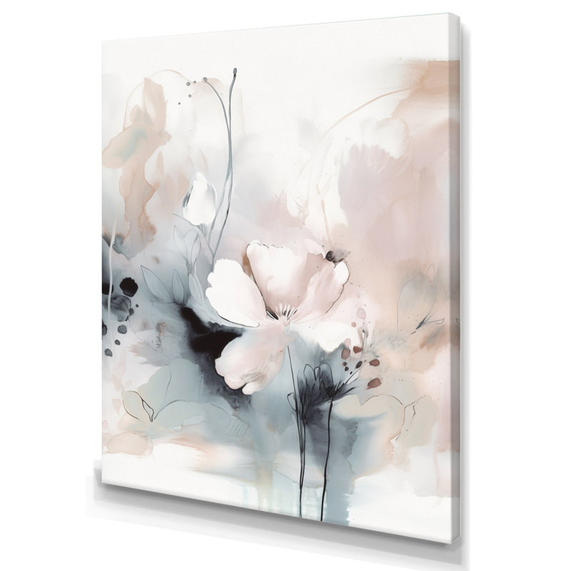 Délicates fleurs grises III - impression, H 40 po x l 30 po x P 1,5 po, Toile tendue