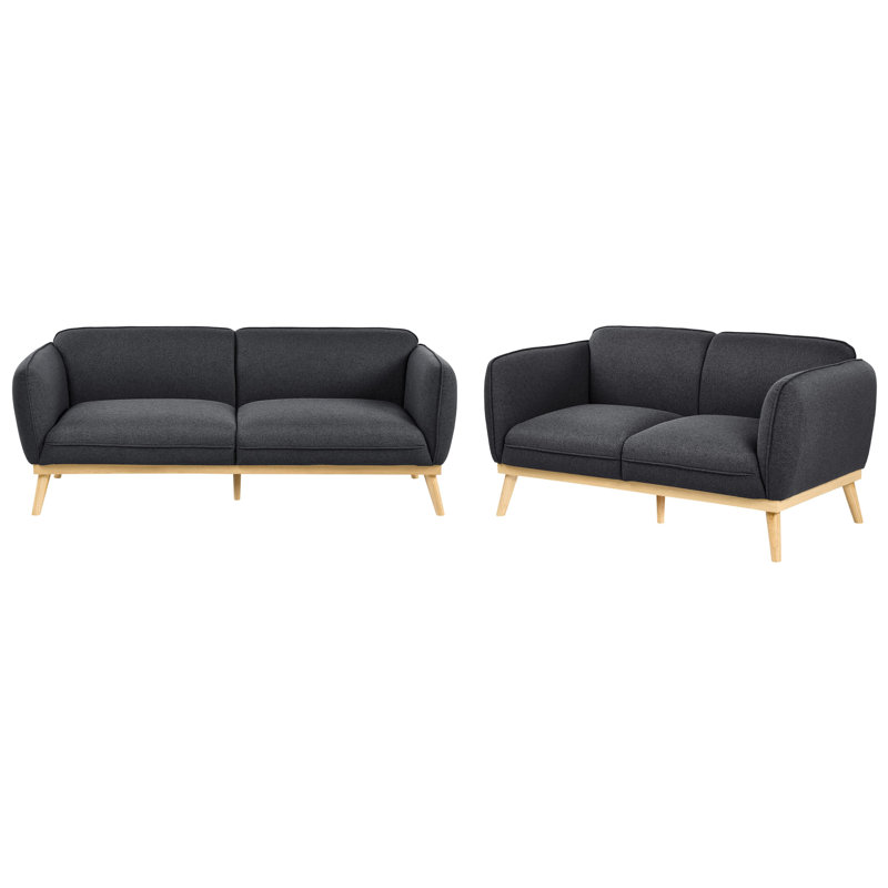 2 Piece Fabric Standard Living Room Set, Black