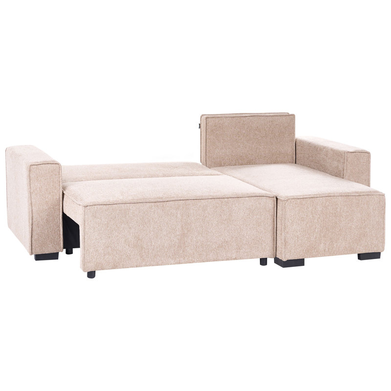 EDANE 3 Seater Fabric Sofa Bed, Beige, Fabric, Right Hand Facing