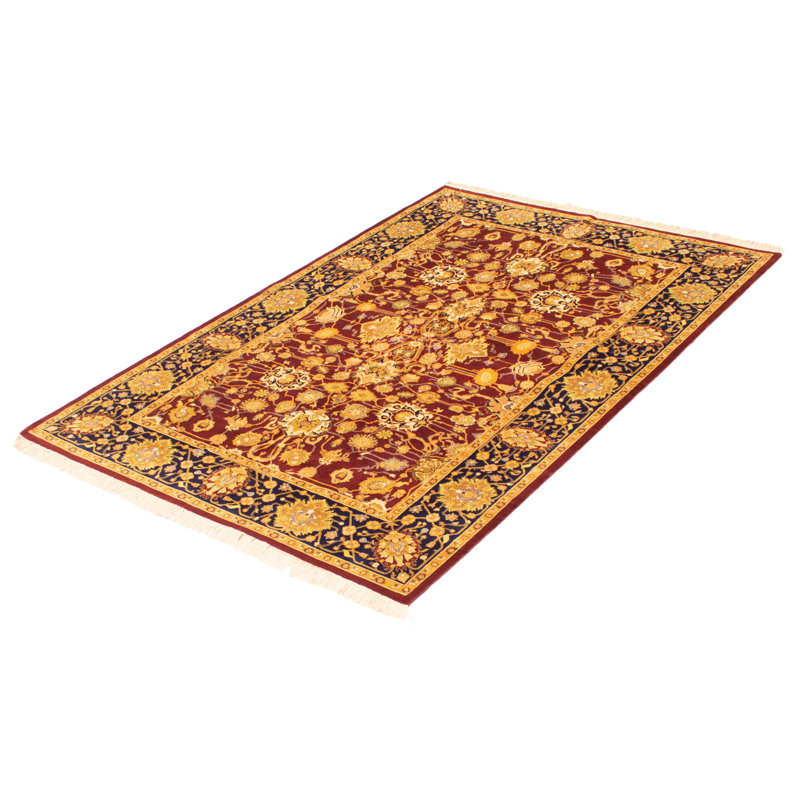 Tapis rouge foncé à double nœud Billie-Jo 6 pi 1 po x 9 pi 2 po