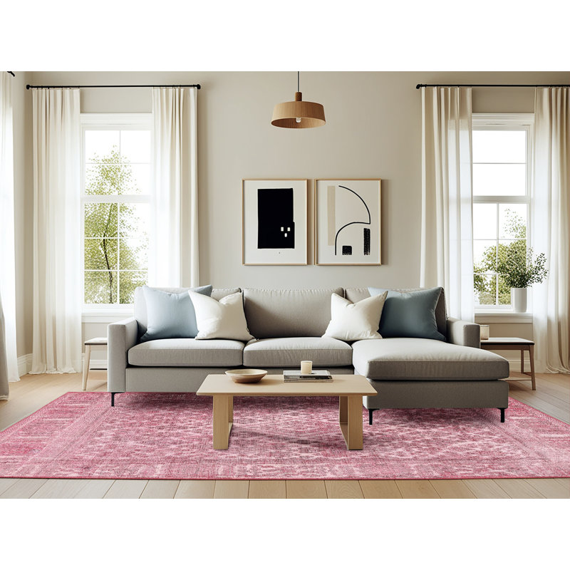 Tapis rose / beige Oakengates, Rectangle 6 pi x 9 pi
