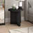 Holm 22" Round Fluted Side Table with Pedestal Base in Black Grain | Mid-Century Modern Accent Table for Living Room or Bedroom -612592111