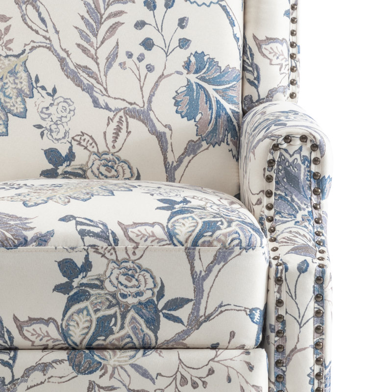Manual Standard Push Back Recliner, Blue Floral