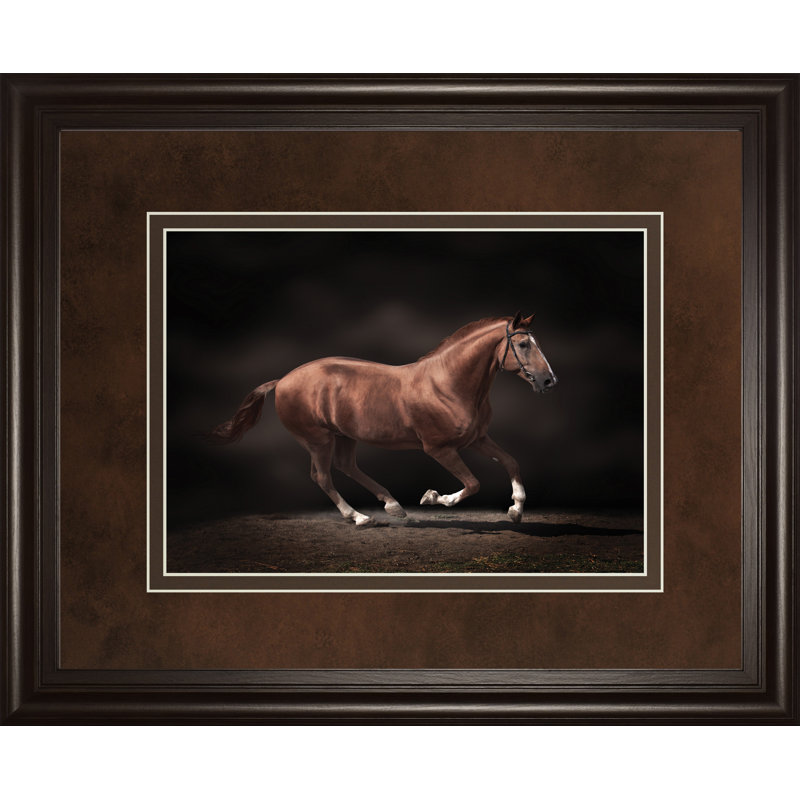 Galloping Stallion Wall Art - 34" x 40" - Dark Chocolate Frame