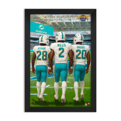 Affiche encadrée 3 joueurs des Dolphins de Miami (NFL) - 35,5 x 51 cm