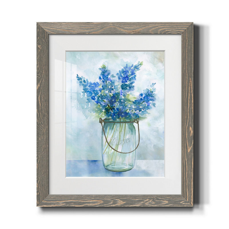 Bluebonnets II - Cadre photo, reproduction d'art sur papier, H 20 po x l 17 po x P 1,5 po, gris