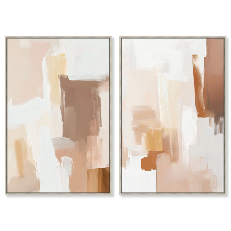 «Neutral Harmony Set», reproduction d'art sur toile par Art Remedy, Encadrement argenté, H 30 po x l 20 po