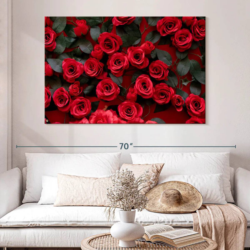 Roses rouges artificielles Harnek, H 34 po x l 51 po