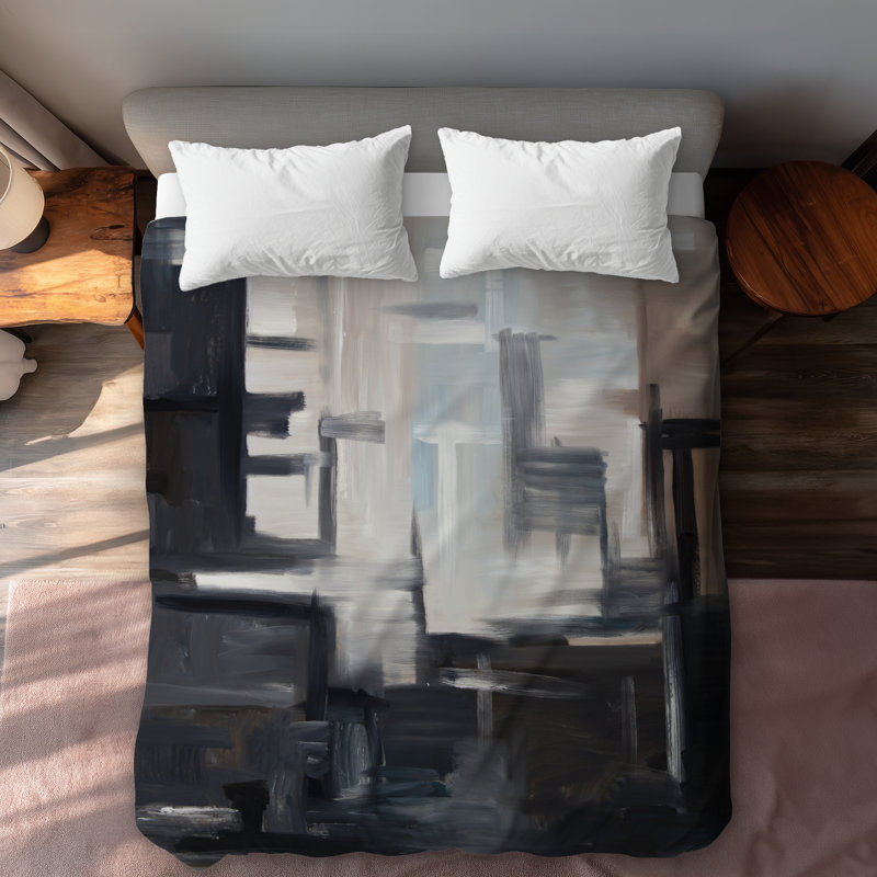Abstract Contemporary Beige Queen Duvet Cover - Subtil