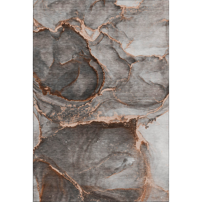 Premium Machine Washable Cerrito Amf525 Peach Rug, Rectangle 8' x 10'