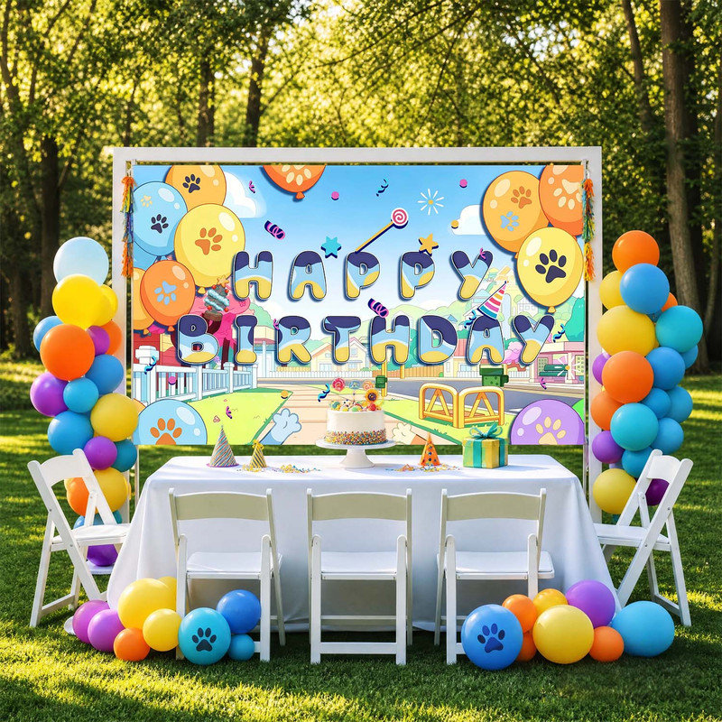 Bluey Backdrop for Birthday Party, 70.8x43.3'' Bluey Birthday Backdrop Birthday Party Decorations Set