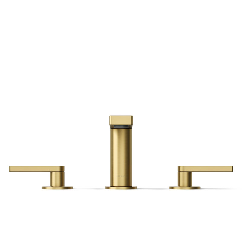 Composed Widespread Bathroom Faucet with Drain Assembly, Brushed Brass