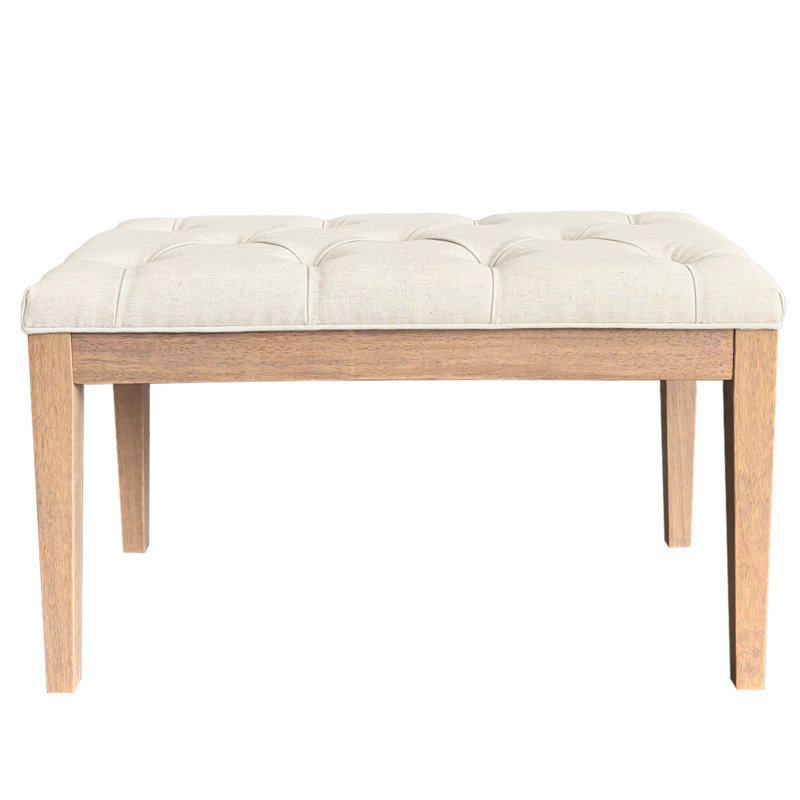 Upholstered Bench - French Contemporary Designer Style, Rubber Wood Frame & Premium Linen | Foot Of Bed, Living Room Accent Or Entryway Seat (Beige, 31-1/2"W)
