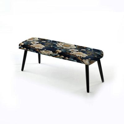 Banc rembourré floral noir Imperial Opulence