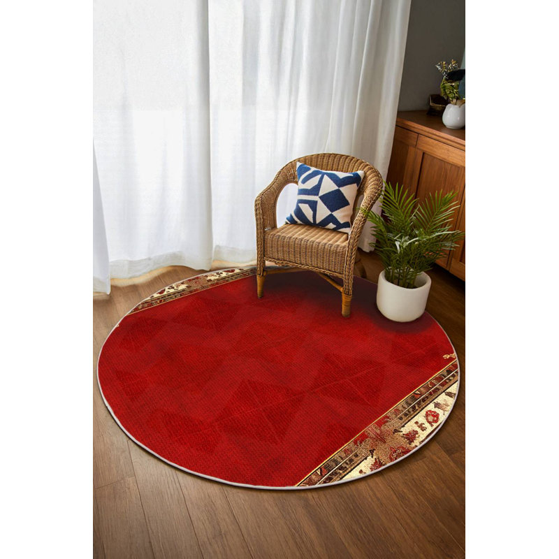 Susan Red Oriental Machine Printed Cotton Polyester Area Rug, Runner 3'4" x 14'10"