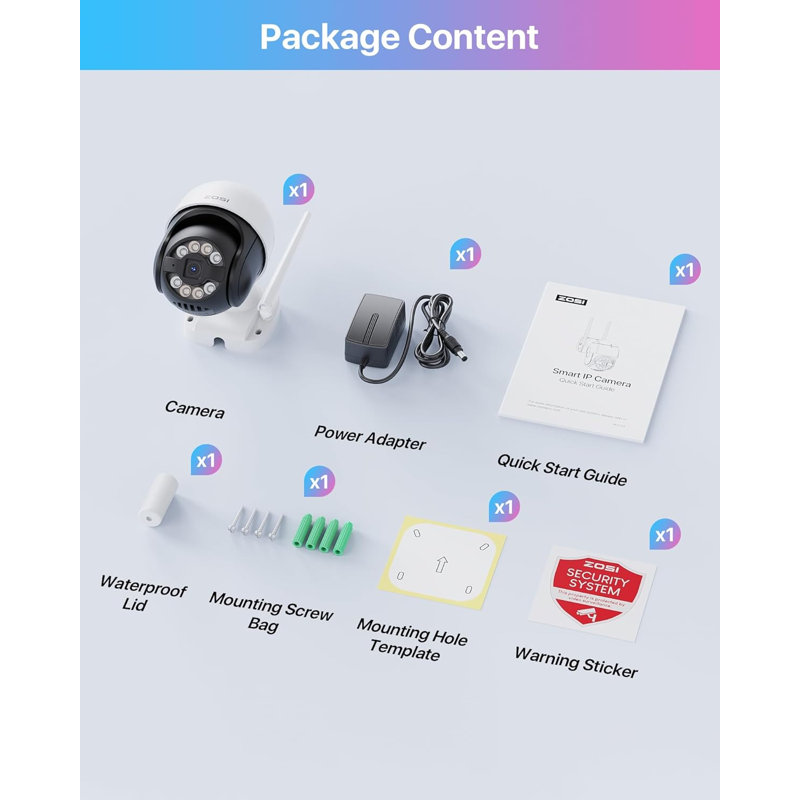 Caméra IP de sécurité C289 WIFI 355 ° C PTZ extérieur de 355 ° C, détection de véhicule par l'intelligence artificielle, audio bidirectionnel