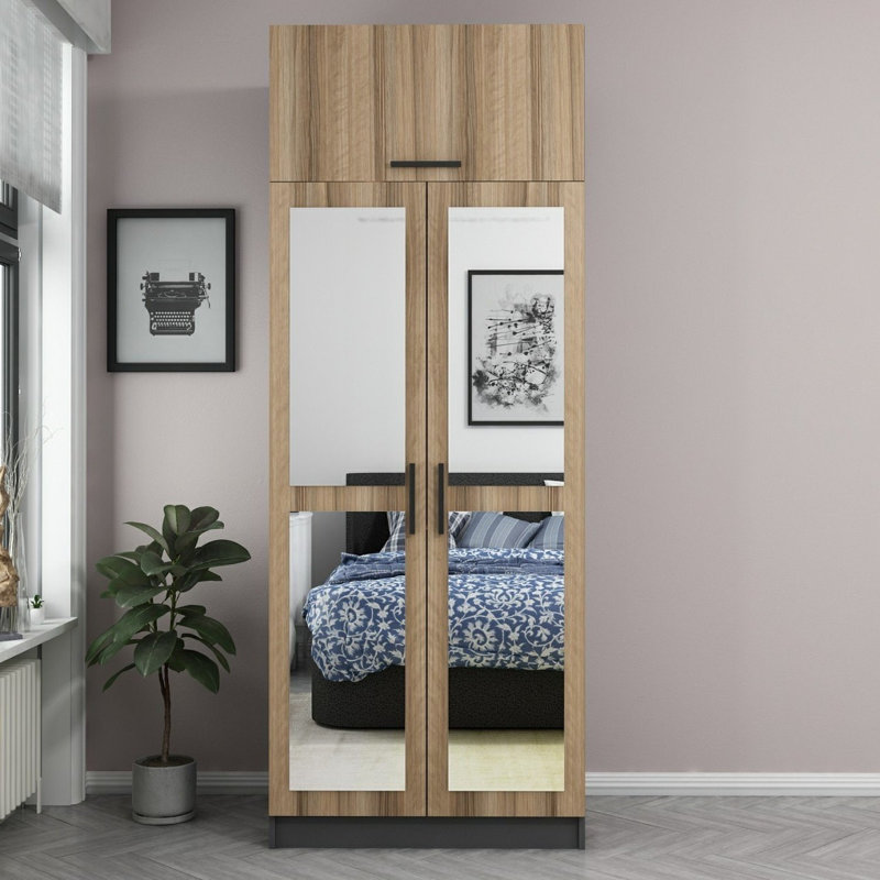 Garde-robe, Naturel / gris, H 92,5 po x l 35,4 po x P 20,5 po