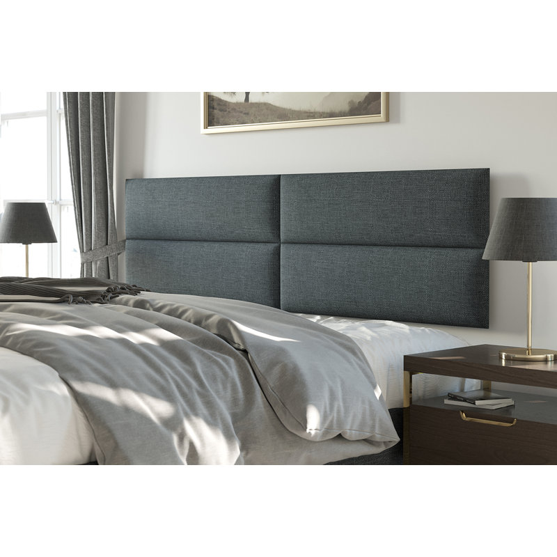 Ryshon Upholstered Faux Leather Platform Bed, Weave Blue Denim