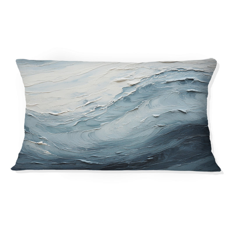 Coussin Minimalisme noir et bleu Paint Wave II - Coastal