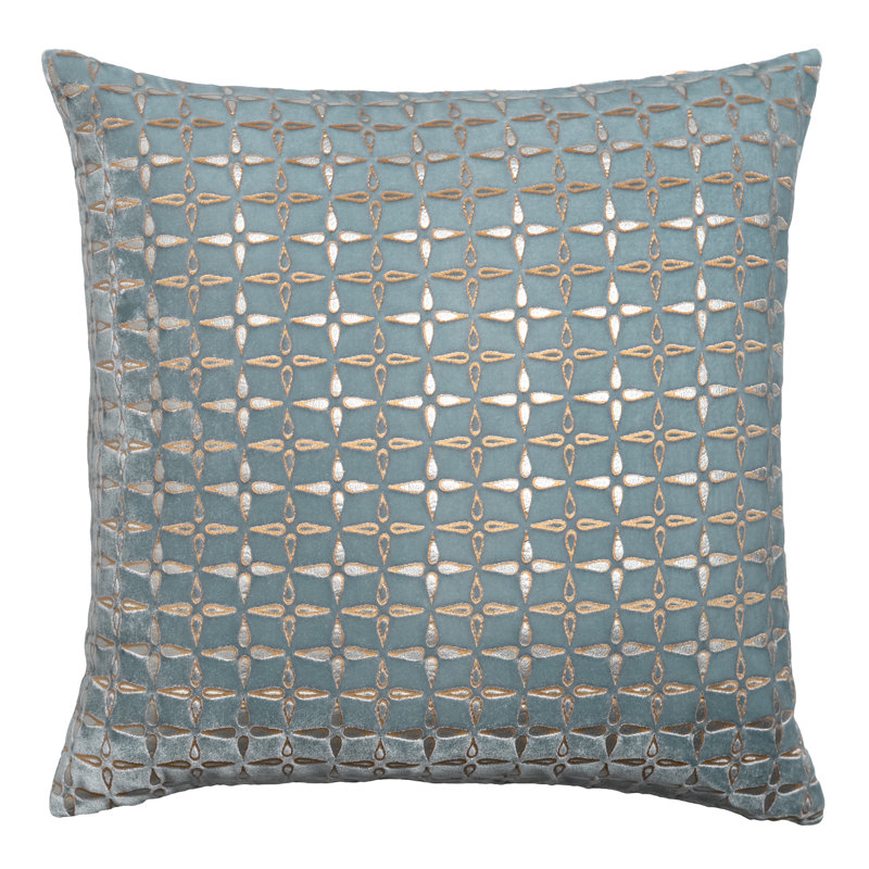 Petal Metal Square Velvet Pillow, 18"H x 18"W, Harbor Geometric