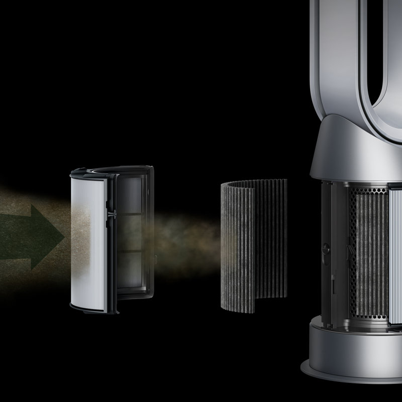 White and Silver Electric HEPA Air Purifier Fan Heater Combo