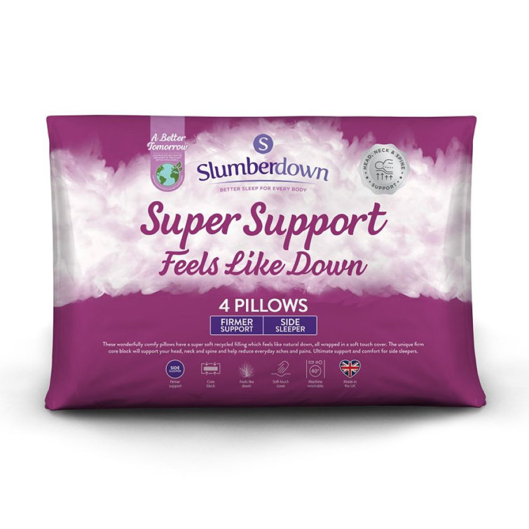 Slumberdown Feels Like Down Super Support Pillows Side Sleeper for Neck and Shoulder Relief 48x74cm