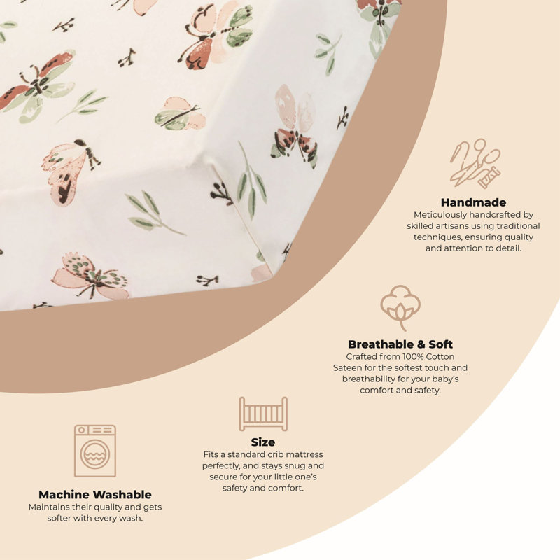 Parker Fitted Crib Sheet (Butterfly)