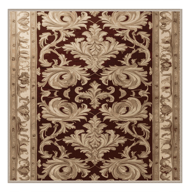 Tapis brun français lavable à la machine, Carré 4 pi