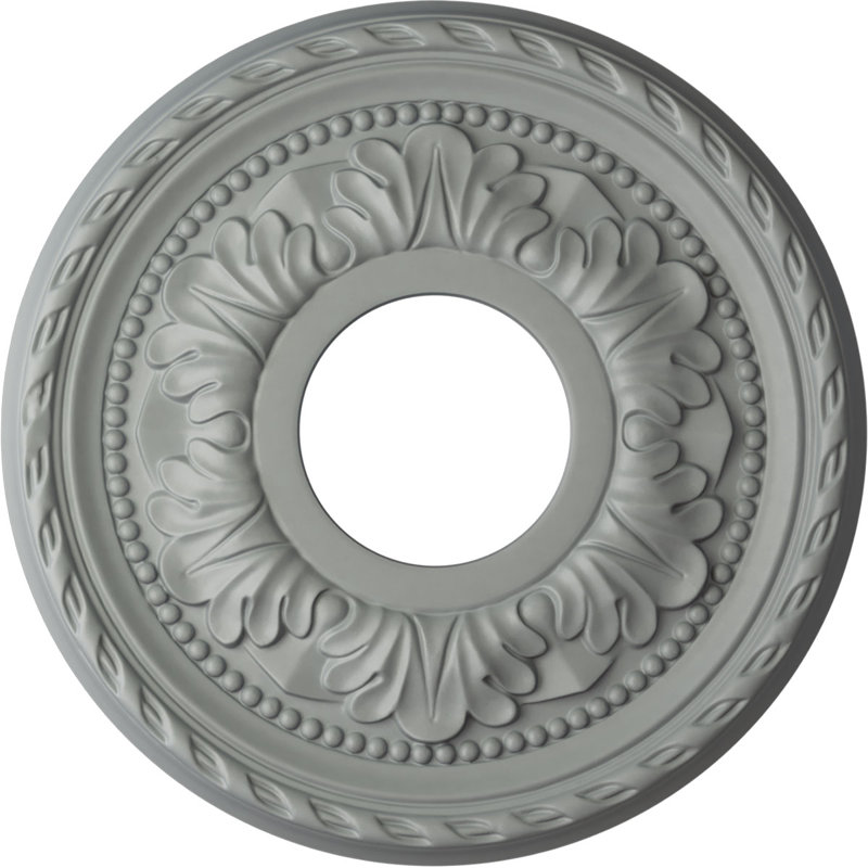Endurathane Palmetto Ceiling Medallion, 11 3/8"OD x 3 5/8"ID x 7/8"P (Fits Canopies up to 4 1/2"), Factory Primed, Primed