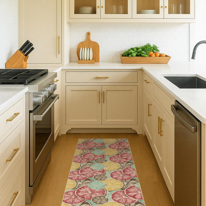 Tapis de couloir de cuisine Citrine Burst, Tapis de couloir 2 pi 6 po x 7 pi