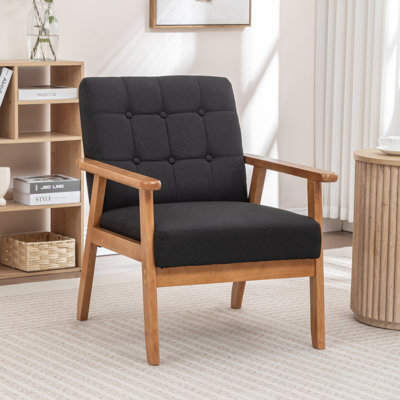 Nordic Style Solid Wood Upholstered Armchair