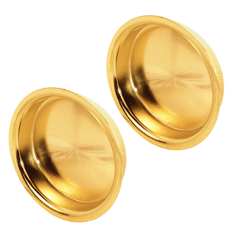 Closet Door Finger Pull, 2-1/8 in., Brass Finish (2 Pack), 2.13" H x 2.13" W x 0.32" D