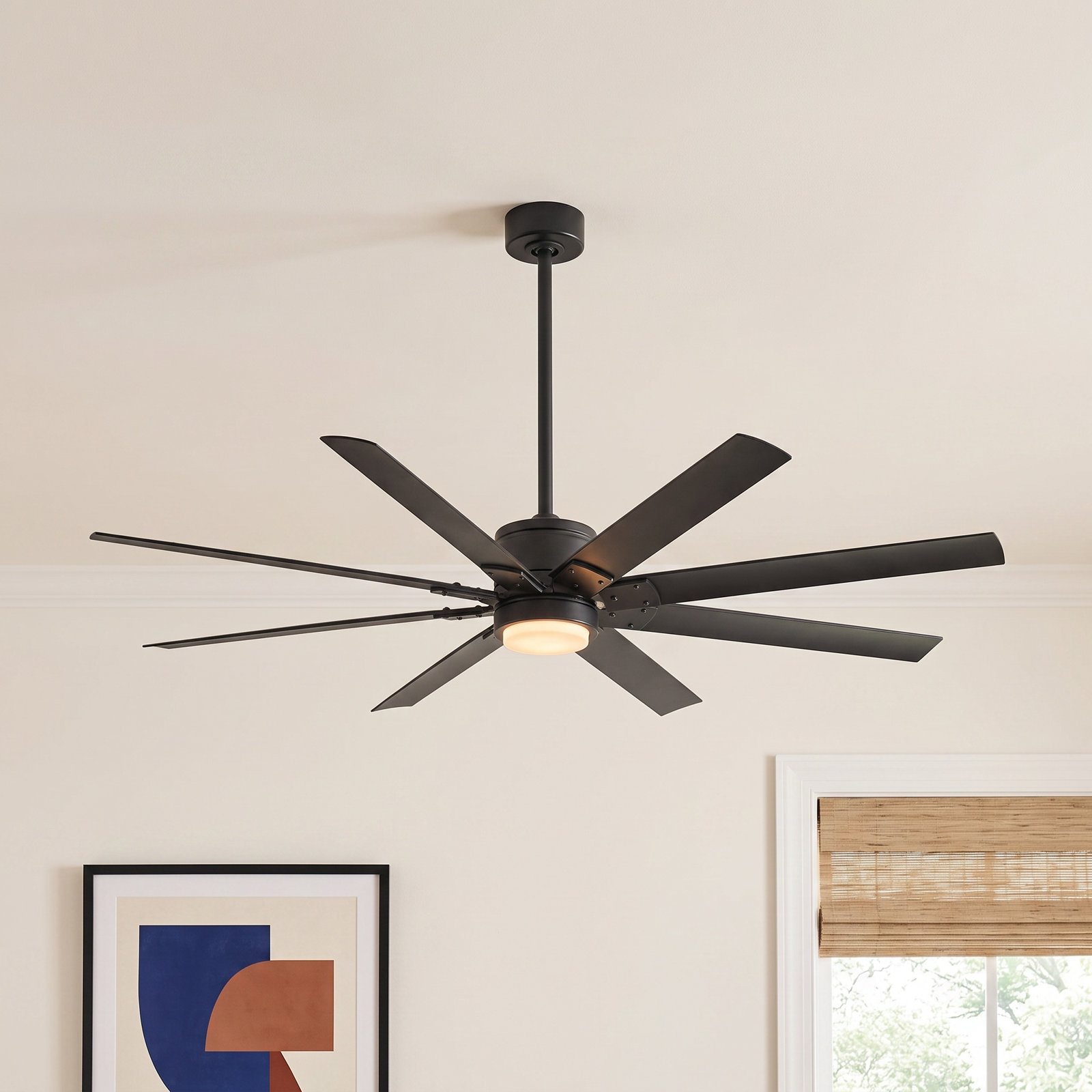 Renegade 66" Smart Ceiling Fan with LED Light Kit, Matte Black, 3000K, 52"