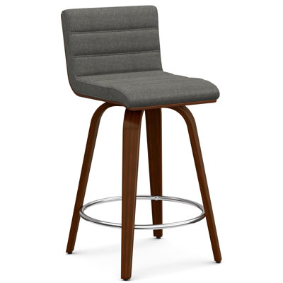 Tabouret pivotant de style Mid-Century avec siège et dossier rembourrés Roland