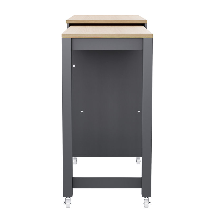 27" Extendable Dining Kitchen Island With Storage Drawers - Grey Stable Metal Slide & Cabinet, Gray