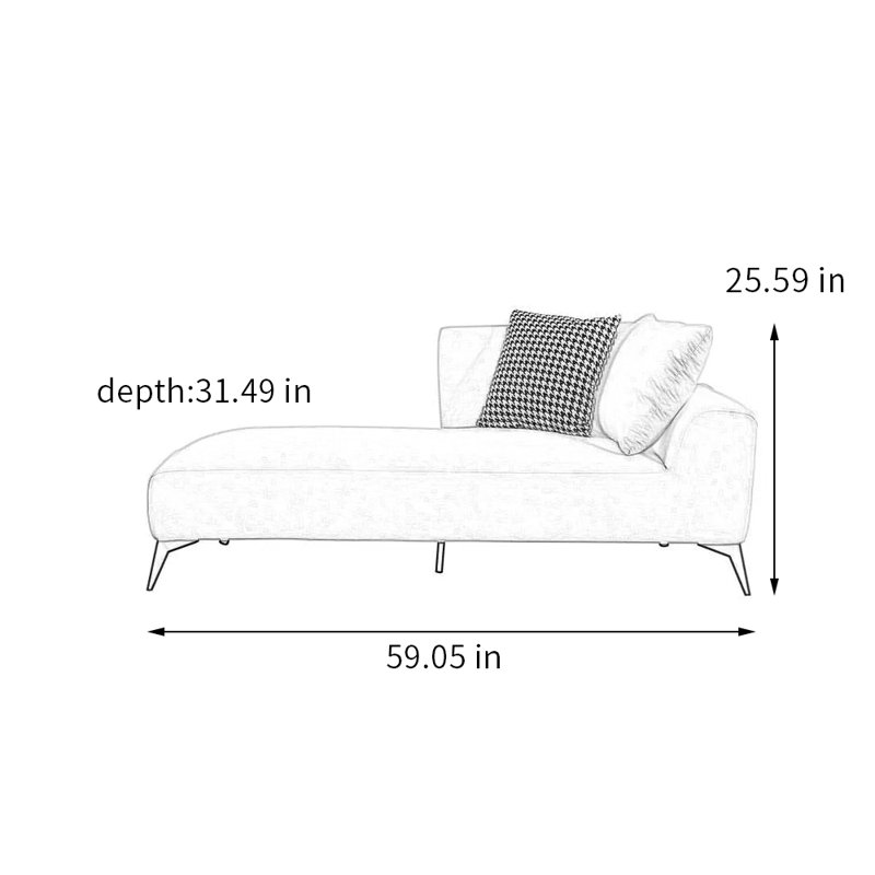 Paresseux simple européen, Chaise longue à accoudoir droit, Mélange de polyester gris