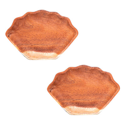 Assiette plate en acacia 10 po Clam (ensemble de 2)