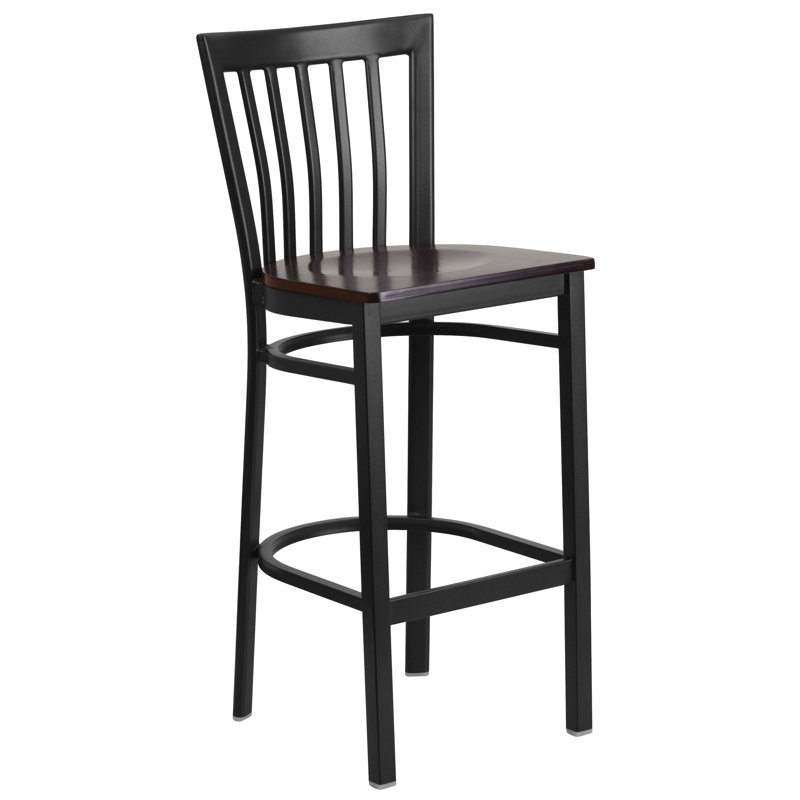 Lyman Counter Stool with Metal Frame, Bar Stool (29” Seat Height), 2, Walnut
