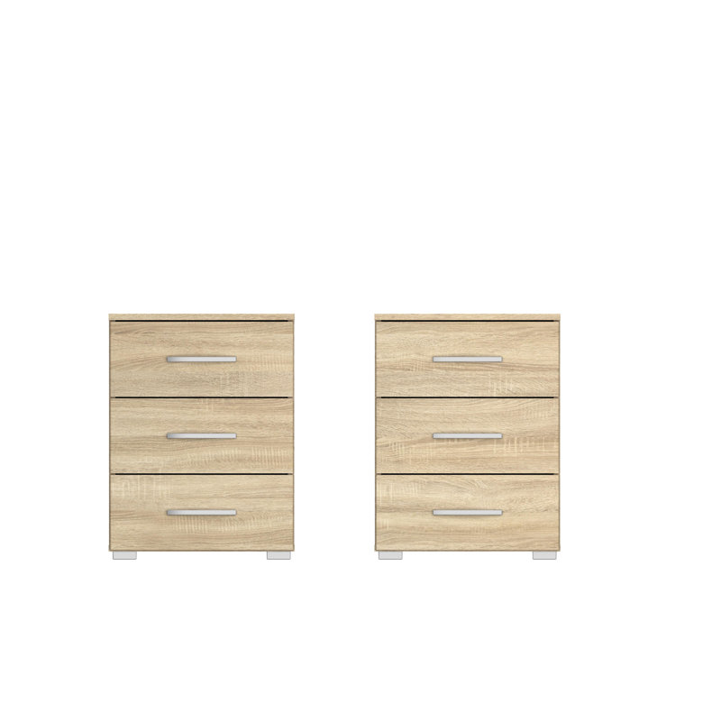 Aditio 3 Drawer Bedside Table, Sonoma oak