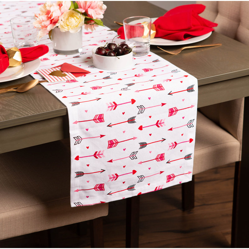 Pigg Geometric 100% Cotton Valentine's Day Table Runner, 72" x 14"