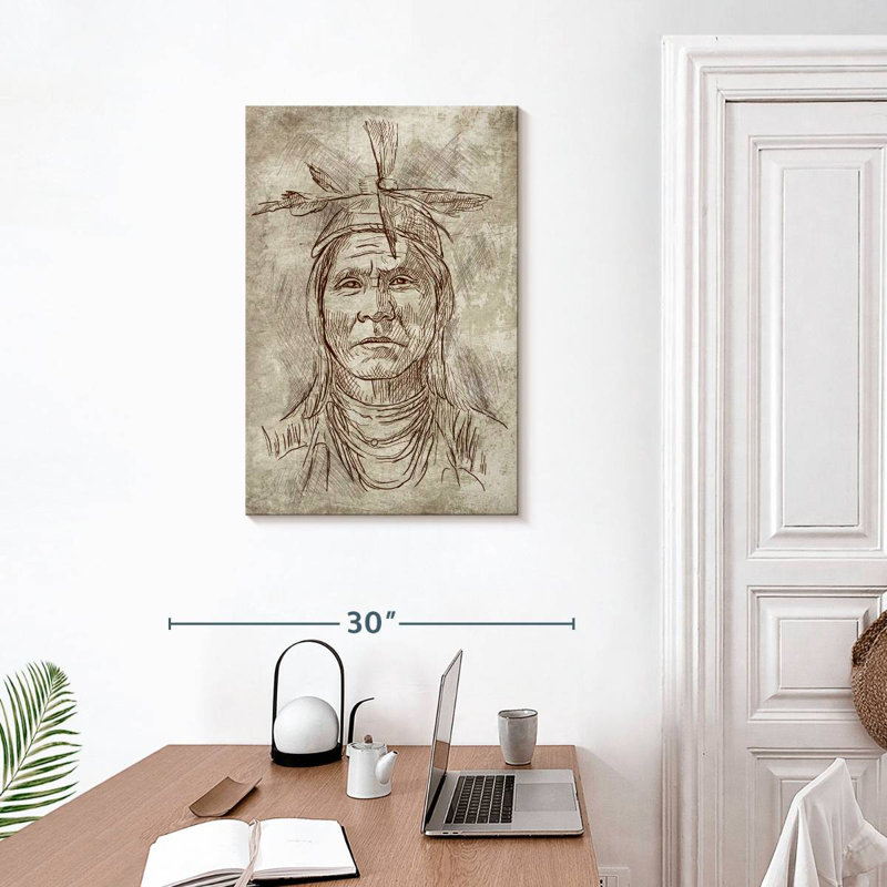 Lelar American Indian Sketch, 30" H x 20" W
