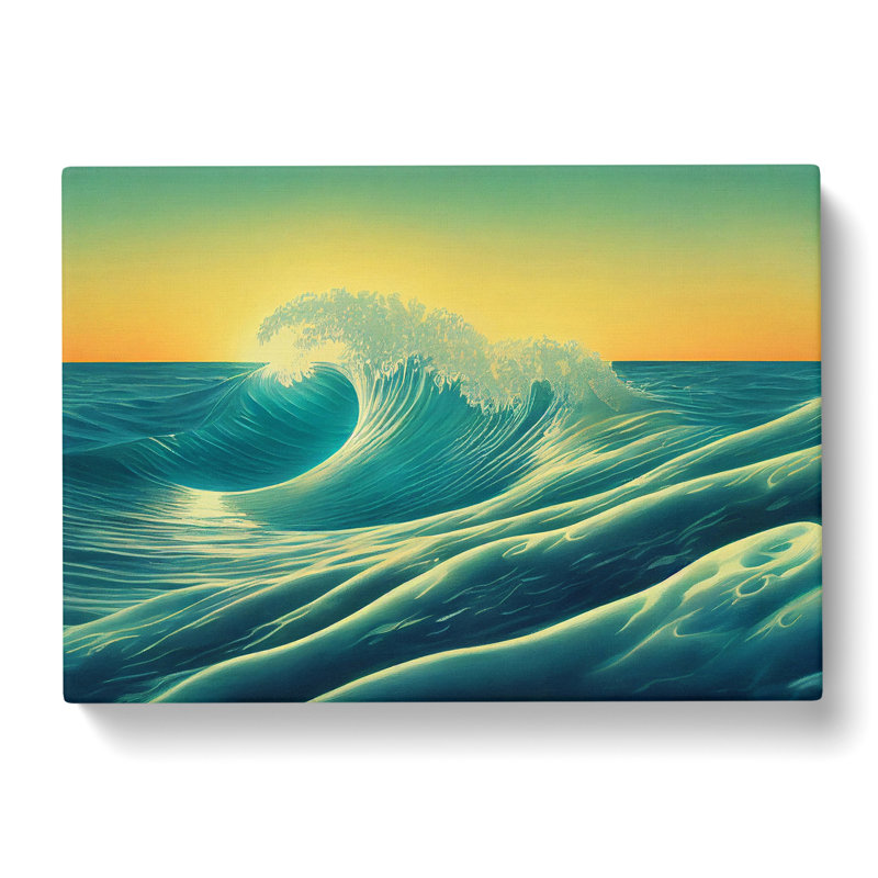 Ocean Wave Sunrise Vol.4 - Wrapped Canvas, 50cm H x 76cm W x 3cm D