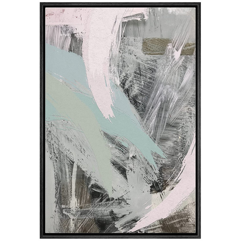 «Grunge Abstract Paint Stroke Effect», Vibrant Paint Stroke Collage Abstract Shapes Illustration - Floater Frame, impression sur toile