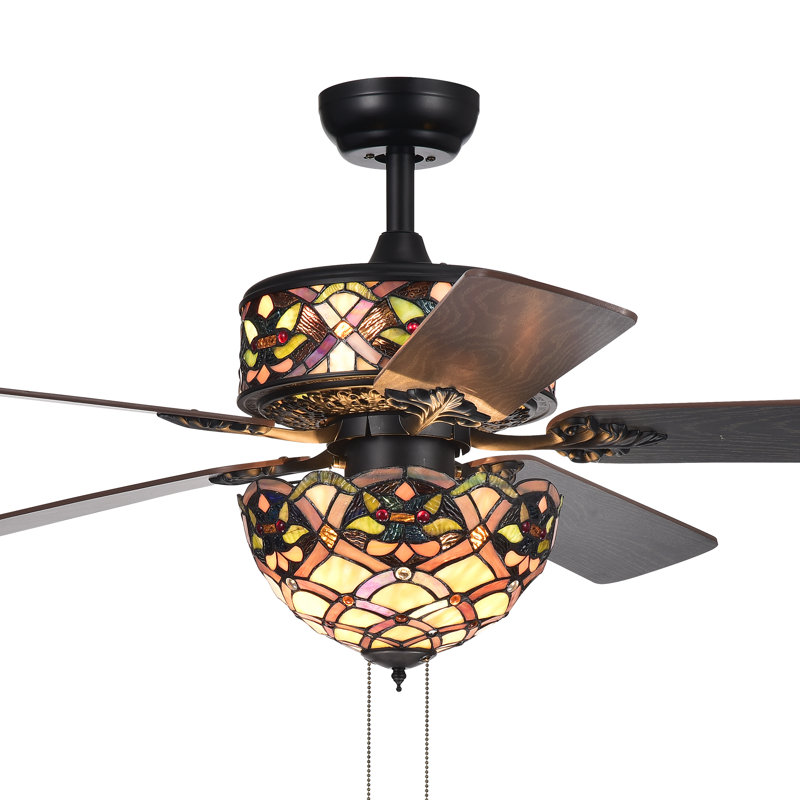 Ventilateur de plafond standard à 5 pales de 15 po avec chaîne de traction et ensemble d'éclairage inclus Isabeau