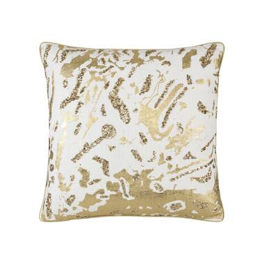 18x18 Boucle Foil Marble With Tassels Square Throw Pillow Ivory