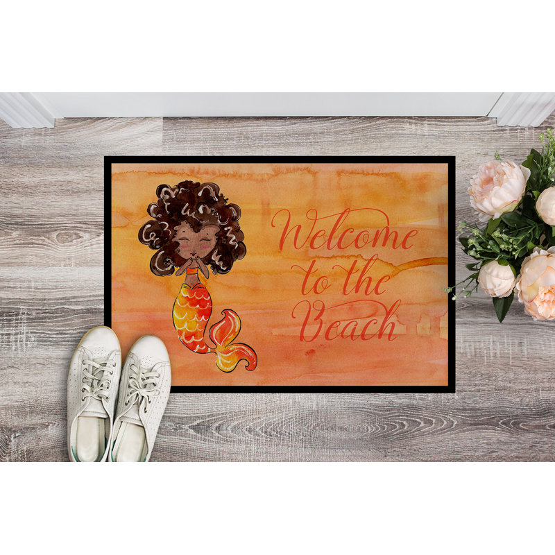 Tapis de porte pour l’extérieur antidérapant sirène welcome, Rectangulaire : 18 po x 27 po