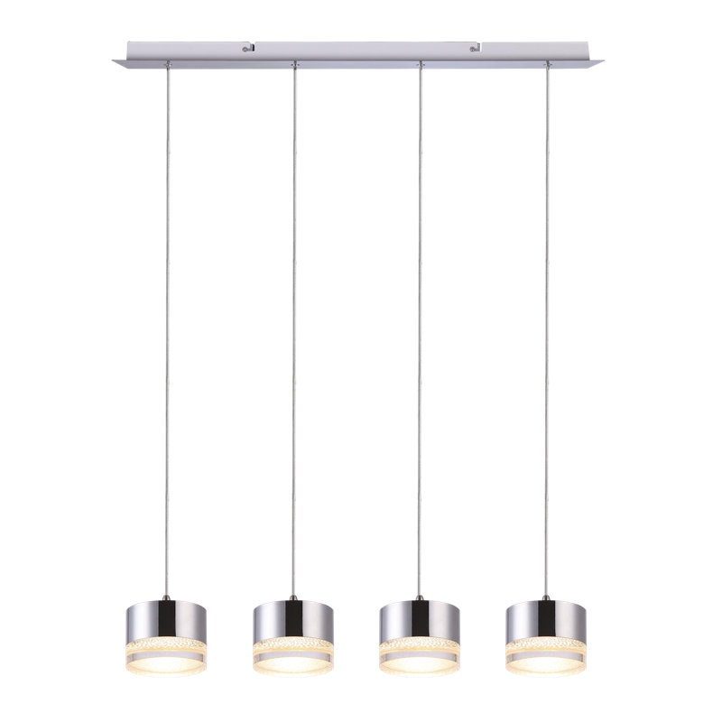 Luminaire suspendu linéaire à 4 lumières pour îlot de cuisine Barnsdall, Chrome