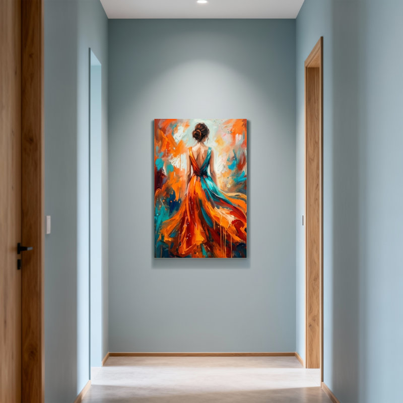 Abstrait Femme abstraite dans une robe fluide, H 30 po x l 20 po