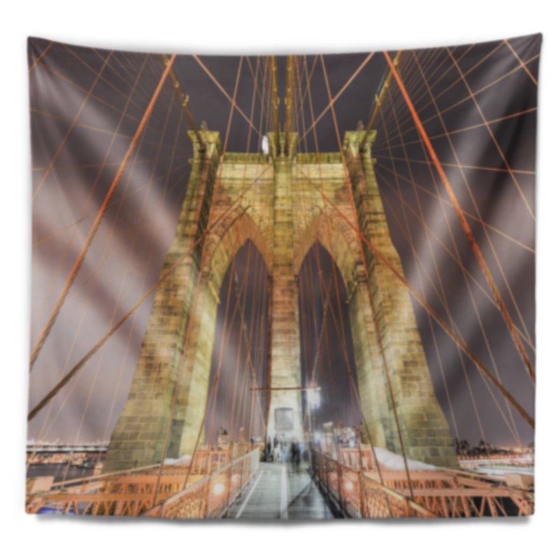 Paysage urbain, pont de Brooklyn et tapisserie de câblage, H 32 po x l 39 po